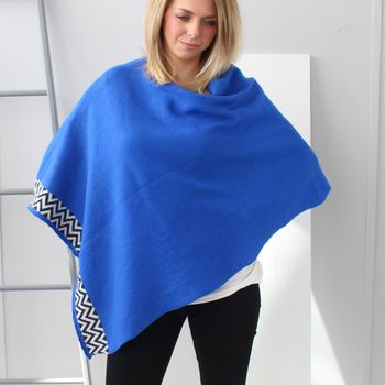 Electric Blue Lambswool Knitted Poncho, 4 of 8