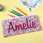 Pink Liberty Glitter Name Pencil Case Gift, thumbnail 1 of 3