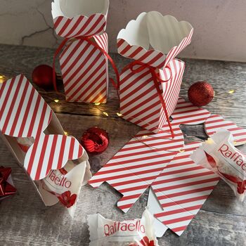 Candy Cane Stripe Half Cracker Shaped Box Set Of Four, 5 of 6