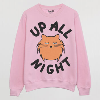 Up All Night Women's Cat Slogan Sweatshirt, 5 of 5