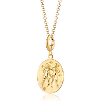 18ct Gold Gemini Zodiac Charm Necklace, 2 of 6