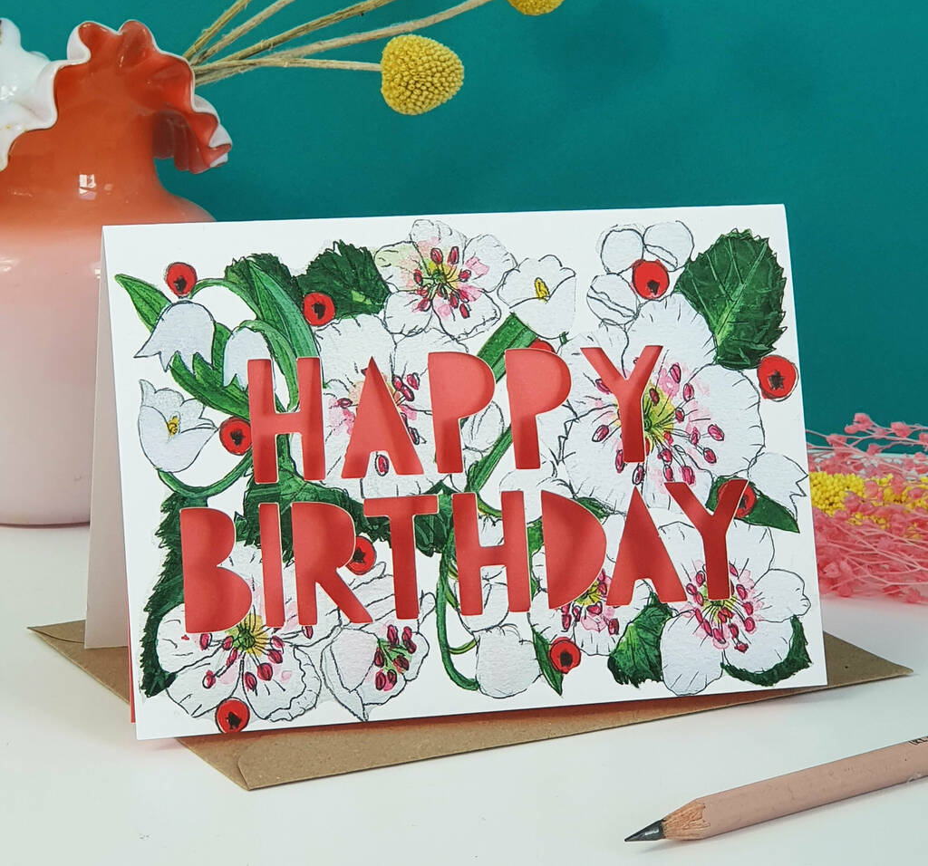 May Birth Flower Paper Cut Birthday Cut Card, 1 of 4