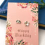Thank You Bridesmaid Flower And Leaf Mismatched Wedding Earrings, thumbnail 5 of 12