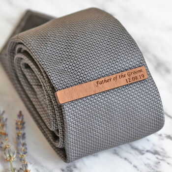 Personalised Groomsmen Wood Wedding Tie Clips, 6 of 8
