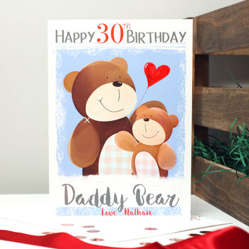 Personalised Daddy Bear 30th Birthday Card, 3 of 7