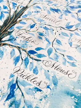 Winter Blue Personalised Family Tree Print, 7 of 8