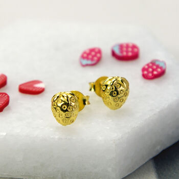 Sterling Silver And Gold Strawberry Stud Earring Pack, 2 of 4