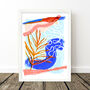 Blue Abstract Leaf Art Print, thumbnail 9 of 12