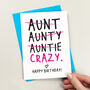 Personalised Funny Auntie Birthday Card, thumbnail 1 of 3