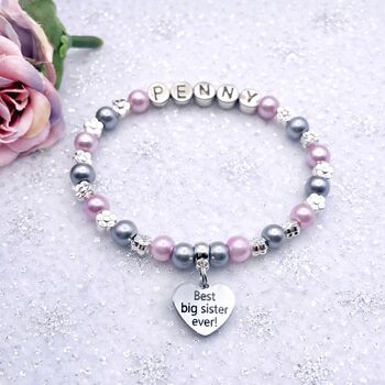 Personalised Big Sister Bracelet Keepsake Gift, 2 of 12