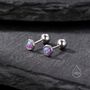 Tiny Purple Opal Screw Back Earrings In Sterling Silver, thumbnail 1 of 10