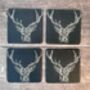 Set Of Four Stag Prince Slate Coasters, thumbnail 3 of 4