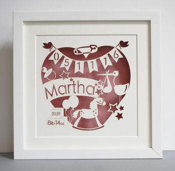 Personalised New Baby Paper Cut Picture, 8 of 8