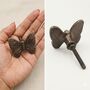 Antique Brass Small Butterfly Drawer Knob, thumbnail 2 of 9