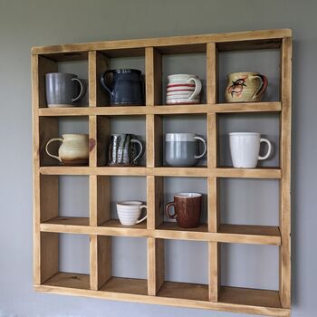 Handcrafted Solid Wooden Cup And Mug Display Shelf, 7 of 7