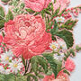 Framed Pink Peony Rose Daisy Embroidered Art, thumbnail 2 of 6