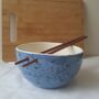 Speckled Blue Noodle Bowl With Chopsticks, thumbnail 6 of 10