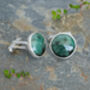 Natural Emerald Cufflinks In Sterling Silver, thumbnail 2 of 2