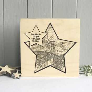 New Baby Birth Place Star Shaped Map Print, 4 of 10