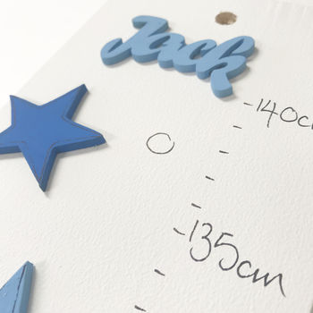 Personalised Blue Stars Wooden Height Chart, 9 of 12