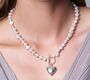 Amare Freshwater Pearl Necklace With Silver Heart, thumbnail 1 of 3