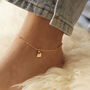Initial Square Charm Anklet In Gold Vermeil Or Silver, thumbnail 1 of 4