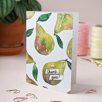 Watercolour Pears Thank You Card, 2 of 2