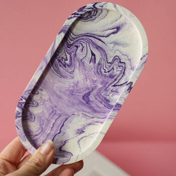 Marble Oval Jesmonite Trinket Tray, 3 of 7