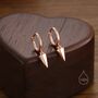 Dangling Spike Dagger Huggie Hoop Earrings, thumbnail 3 of 12