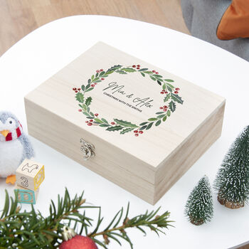 Personalised Couple's Wreath Christmas Eve Box, 10 of 12