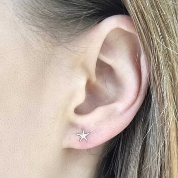 Starfish Earrings Silver, 2 of 3