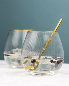 Gold Rim Fluted Stemless Gin Or Cocktail Glass, 4 of 8
