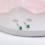 Sterling Silver Extra Tiny Sterling Silver Emerald Green Cz Stud Earrings, thumbnail 4 of 12