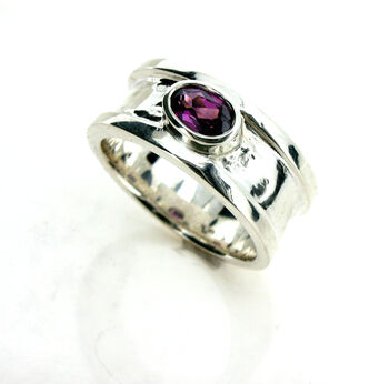 Sterling Silver Gemstone Drum Ring, 5 of 7