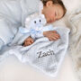 Personalised Blue Sherpa Blanket And Lion Comforter Set, thumbnail 4 of 8