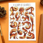 Red Squirrels Wildlife Watercolour Postcard, thumbnail 1 of 10