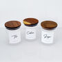 Set Of Tea, Coffee And Sugar Jars With Acacia Lids, thumbnail 9 of 11