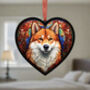 Shiba Inu Stained Glass Effect Heart Suncatcher, thumbnail 3 of 4
