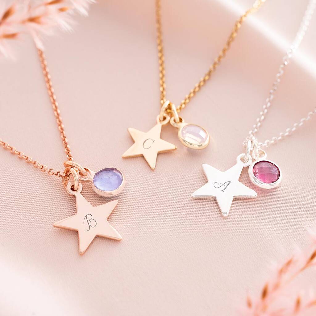 Personalised Star Birthstone Necklace, 1 of 11
