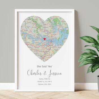 The Place We Got Engaged Personalised Map Print Engagement Gift, 5 of 10