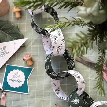 Red Gingham Christmas Paper Chains Garland Kit, 4 of 11