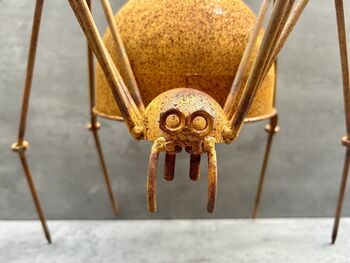 Huge Spider Garden Ornament 35cm Distressed Rusty Metal, 5 of 12