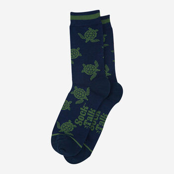 Swimming Sea Turtles Bamboo Socks Men's Navy Green, 2 of 4