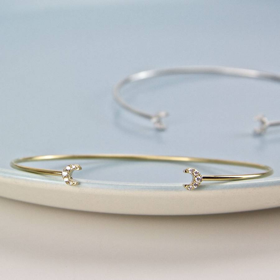 Skinny Crescent Moon Open Cuff Bracelet By Gaamaa | notonthehighstreet.com