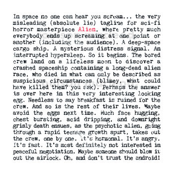 Alien Movie Plot A5 Print, Film Lover Gift, 2 of 5