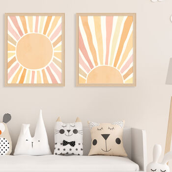 Two Boho Suns Kids Nursery Wall Art Print Gift, 2 of 5