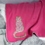 Pink Liberty Cat Personalised New Baby Blanket, thumbnail 1 of 4