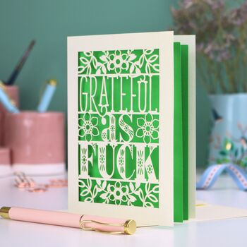 Grateful As Fuck Laser Cut Card, 2 of 6