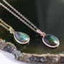 Black Opal October Birthstone Rose/Gold Plated Necklace, thumbnail 1 of 8