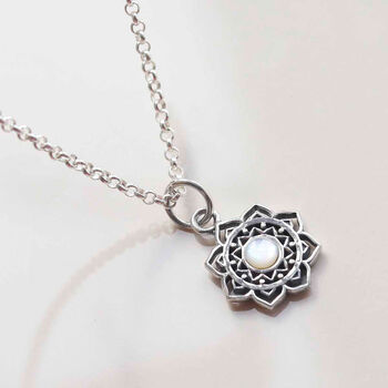 Sterling Silver Gemstone Moroccan Flower Necklace, 3 of 7